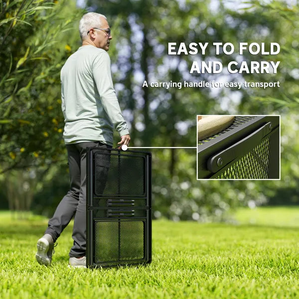 Outsunny Folding Camping Table, 4.5ft Portable Table with 2 Wing Panels, Height Adjustable Metal Picnic Table - product image 8