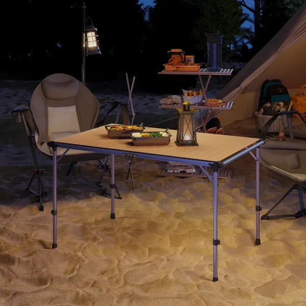 Outsunny Folding Camping Table, Adjustable Height Aluminum Table, Portable Camping Table for Picnic, Beach, BBQ - product image 10