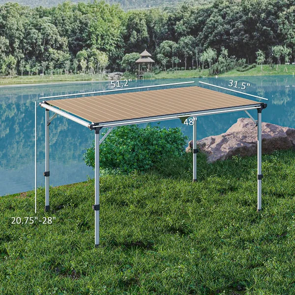 Outsunny Folding Camping Table, Adjustable Height Aluminum Table, Portable Camping Table for Picnic, Beach, BBQ - product image 3