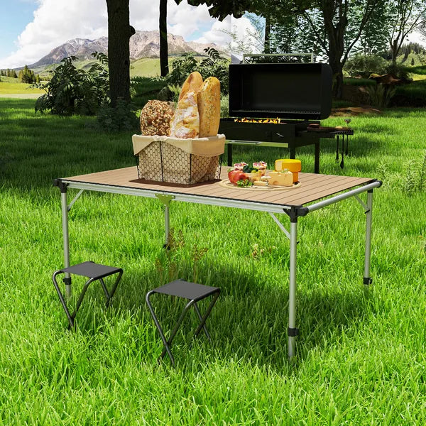 Outsunny Folding Camping Table, Adjustable Height Aluminum Table, Portable Camping Table for Picnic, Beach, BBQ - product image 7