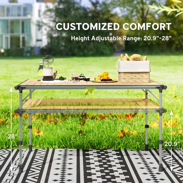 Outsunny Folding Camping Table, Adjustable Height Aluminum Table, Portable Camping Table for Picnic, Beach, BBQ - product image 4