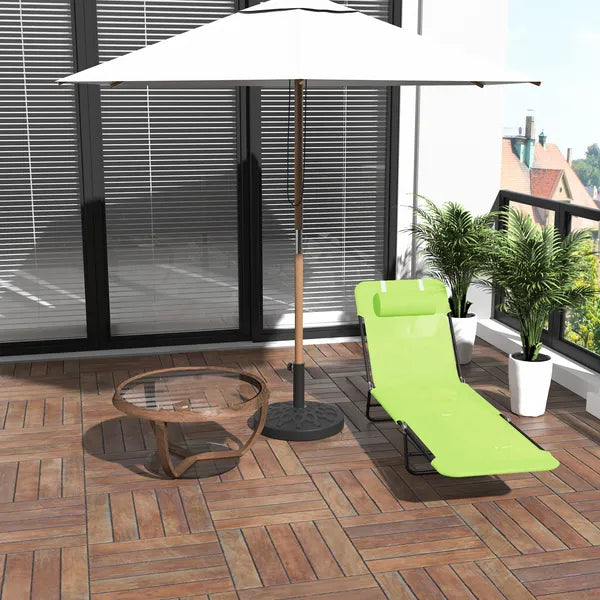Outsunny Folding Chaise Lounge, 5-Level Adjustable Chaise, with Headrest and Breathable Mesh seat, for Beach Patio or Deck, Green - product image 7