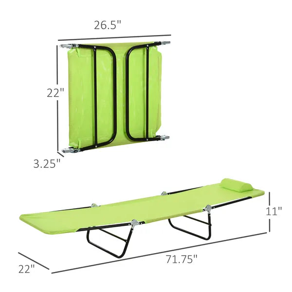 Outsunny Folding Chaise Lounge, 5-Level Adjustable Chaise, with Headrest and Breathable Mesh seat, for Beach Patio or Deck, Green - product image 3