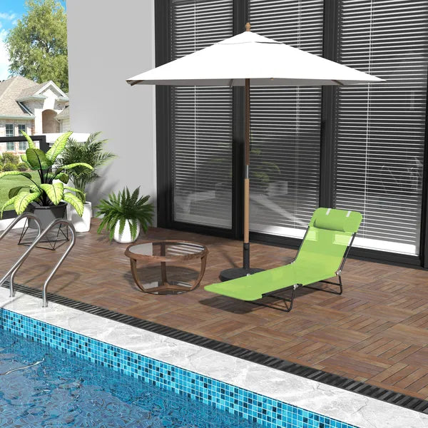 Outsunny Folding Chaise Lounge, 5-Level Adjustable Chaise, with Headrest and Breathable Mesh seat, for Beach Patio or Deck, Green - product image 10