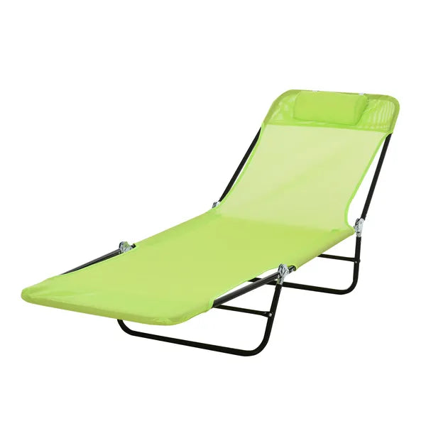 Outsunny Folding Chaise Lounge, 5-Level Adjustable Chaise, with Headrest and Breathable Mesh seat, for Beach Patio or Deck, Green - product image 11