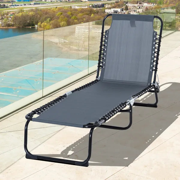 Outsunny Folding Chaise Lounge Chair with 4 Position Backrest Pillow and Breathable Mesh Baby Blue - product image 9