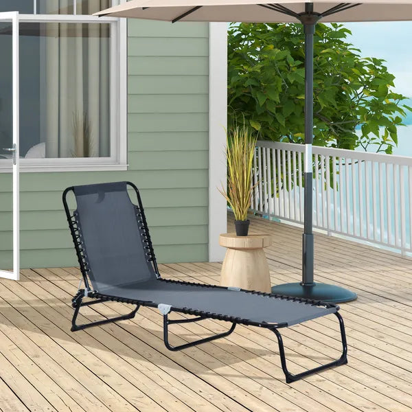 Outsunny Folding Chaise Lounge Chair with 4 Position Backrest Pillow and Breathable Mesh Baby Blue - product image 2