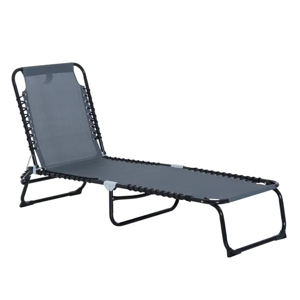 Outsunny Folding Chaise Lounge Chair with 4 Position Backrest Pillow and Breathable Mesh Baby Blue - product image 1
