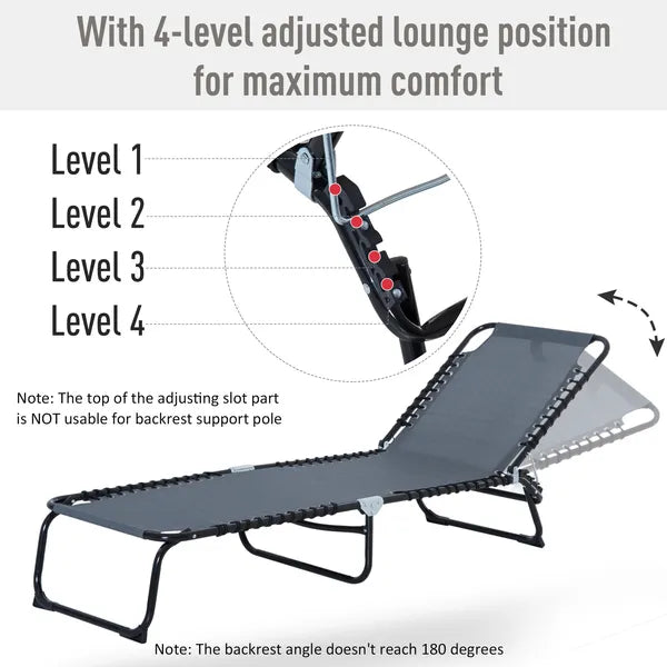 Outsunny Folding Chaise Lounge Chair with 4 Position Backrest Pillow and Breathable Mesh Baby Blue - product image 4