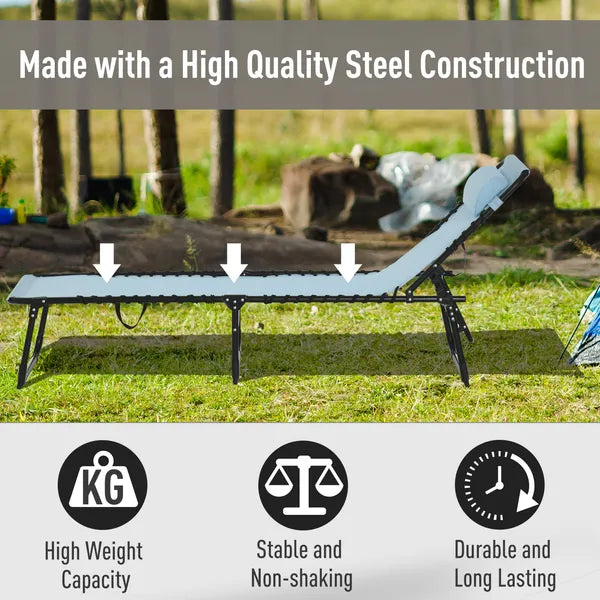 Folding Chaise Lounge Chair, 4-Position Reclining, Breathable Mesh Seat, Outdoor Sun Tanning Chair for Beach, Yard, Patio, Blue - product image 5