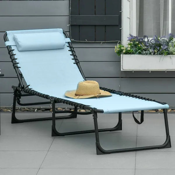 Folding Chaise Lounge Chair, 4-Position Reclining, Breathable Mesh Seat, Outdoor Sun Tanning Chair for Beach, Yard, Patio, Blue - product image 10