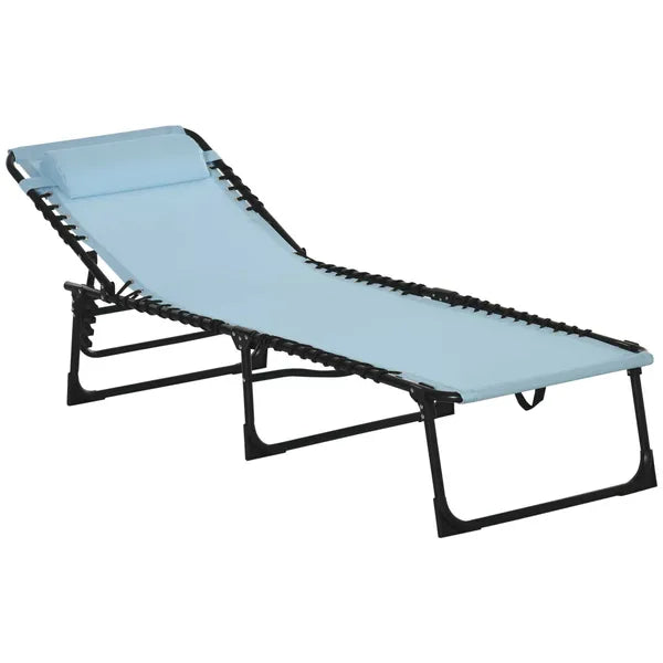 Folding Chaise Lounge Chair, 4-Position Reclining, Breathable Mesh Seat, Outdoor Sun Tanning Chair for Beach, Yard, Patio, Blue - product image 11