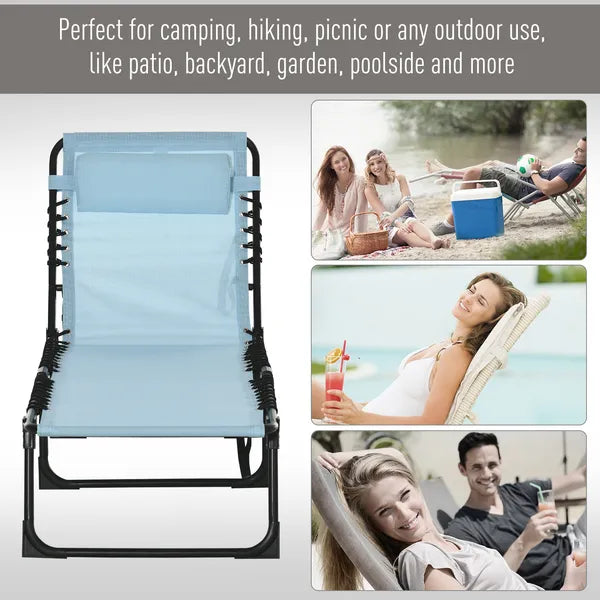 Folding Chaise Lounge Chair, 4-Position Reclining, Breathable Mesh Seat, Outdoor Sun Tanning Chair for Beach, Yard, Patio, Blue - product image 7
