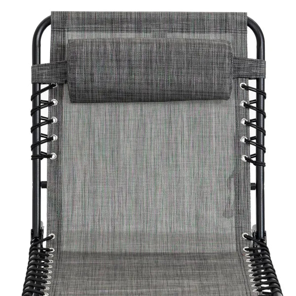 Outsunny Folding Chaise Lounge Chair, 5-Level Adjustable Backrest, Side Pocket and Pillow, Breathable Mesh, for Patio, Garden, Grey - product image 8