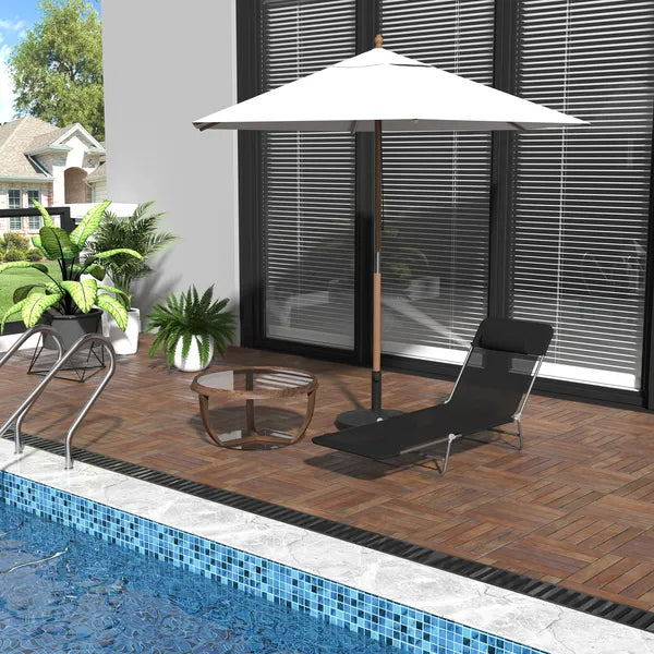 Outsunny Folding Chaise Lounge Chair, Black, Portable, 6-Level Adjustable Back, Pillow Included, for Patio, Garden, Beach - product image 2
