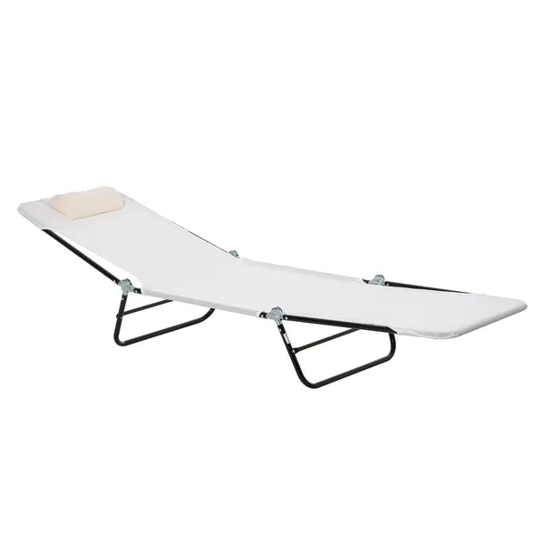 Outsunny Folding Chaise Lounge Chair, Cream White, 5-Level Adjustable with Headrest, Breathable Mesh for Beach and Patio - product image 12