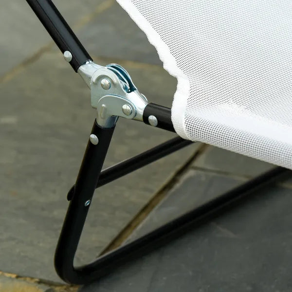 Outsunny Folding Chaise Lounge Chair, Cream White, 5-Level Adjustable with Headrest, Breathable Mesh for Beach and Patio - product image 9