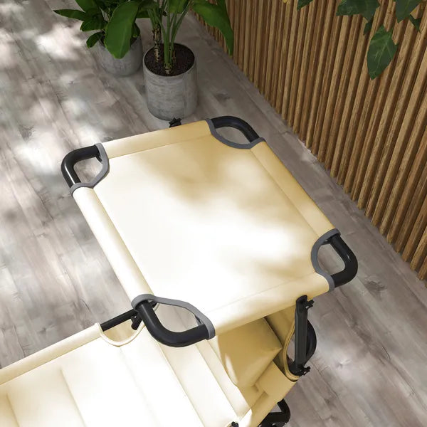 Outsunny Folding Chaise Lounge Chair Cream with Adjustable Backrest Sun Roof and Head Pillow - product image 7