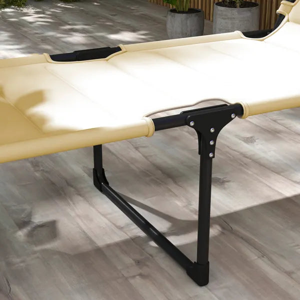 Outsunny Folding Chaise Lounge Chair Cream with Adjustable Backrest Sun Roof and Head Pillow - product image 8