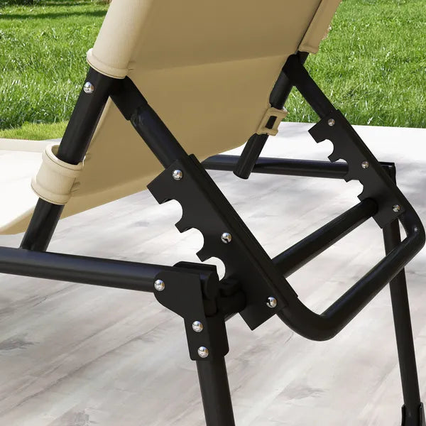 Outsunny Folding Chaise Lounge Chair Cream with Adjustable Backrest Sun Roof and Head Pillow - product image 9