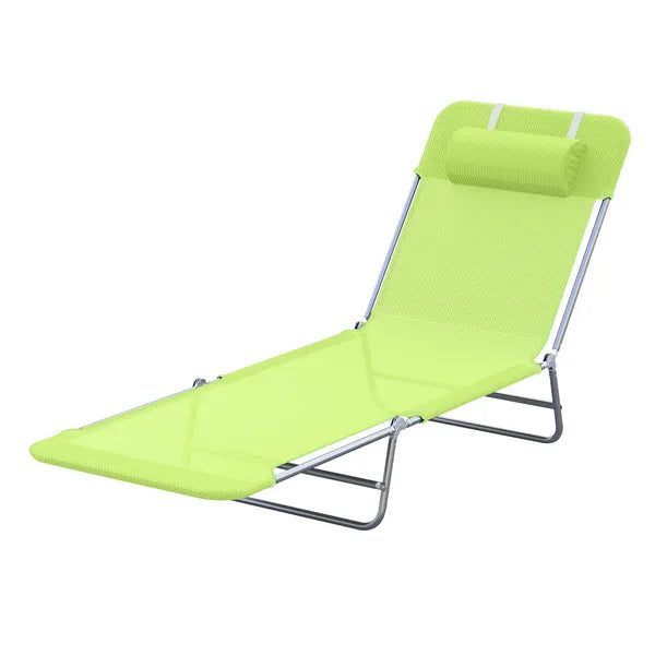 Outsunny Folding Chaise Lounge Chair, Green, Portable, 6-Level Adjustable Back, Pillow Included, for Patio, Garden, Beach - product image 11