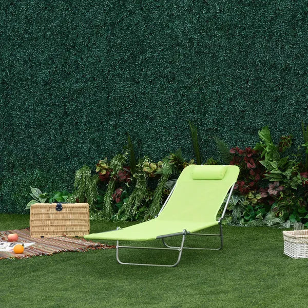 Outsunny Folding Chaise Lounge Chair, Green, Portable, 6-Level Adjustable Back, Pillow Included, for Patio, Garden, Beach - product image 7