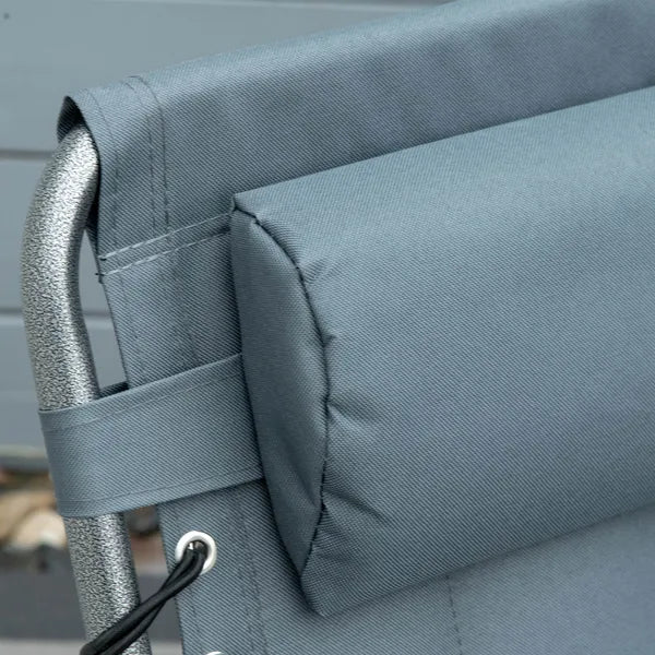 Outsunny Folding Chaise Lounge Chair, Padded Reclining Chair with 5-position Backrest, Pillow and Pocket for Deck, Beach, Lawn and Sunbathing, Grey - product image 9