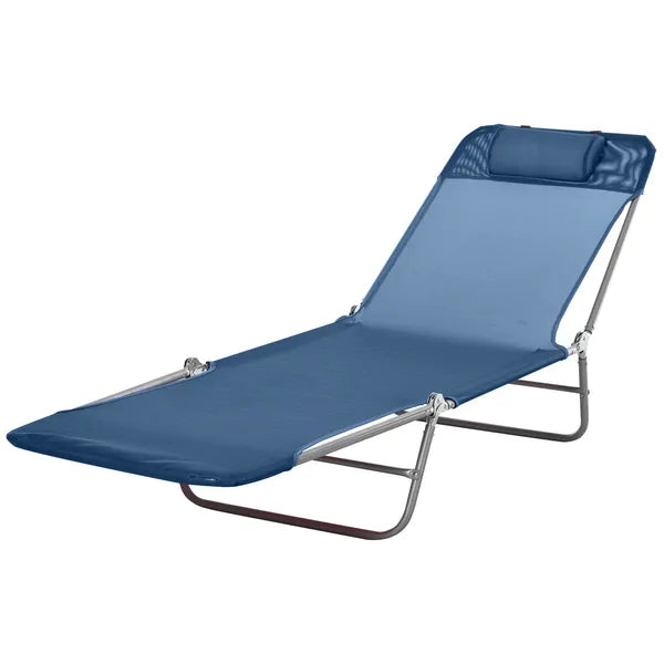 Folding Chaise Lounge Chair, Pool Sun Tanning Chair, Outdoor Lounge Chair with Reclining Back, Breathable Mesh Seat, Headrest for Beach, Yard, Patio, Dark Blue - product image 11