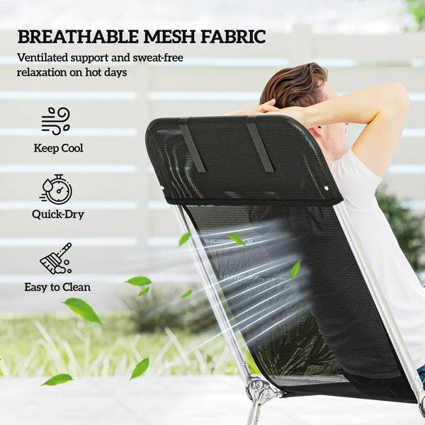 Outsunny Folding Chaise Lounge Chair, Portable Tanning Chair with Adjustable Backrest, Pillow for Beach Poolside Patio, Black - product image 5