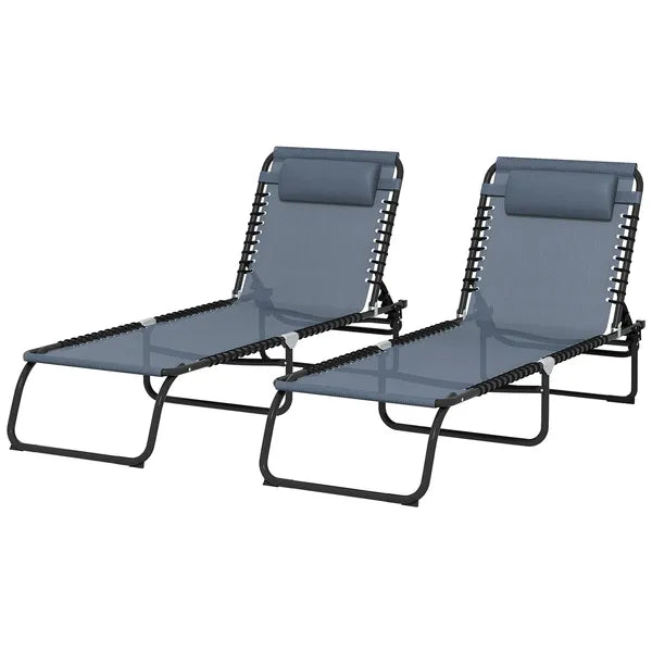 Folding Chaise Lounge Pool Chair, 4-Position Reclining Back, Mesh Seat, Patio Sun Tanning Chair for Beach, Yard, Patio, Gray - product image 1