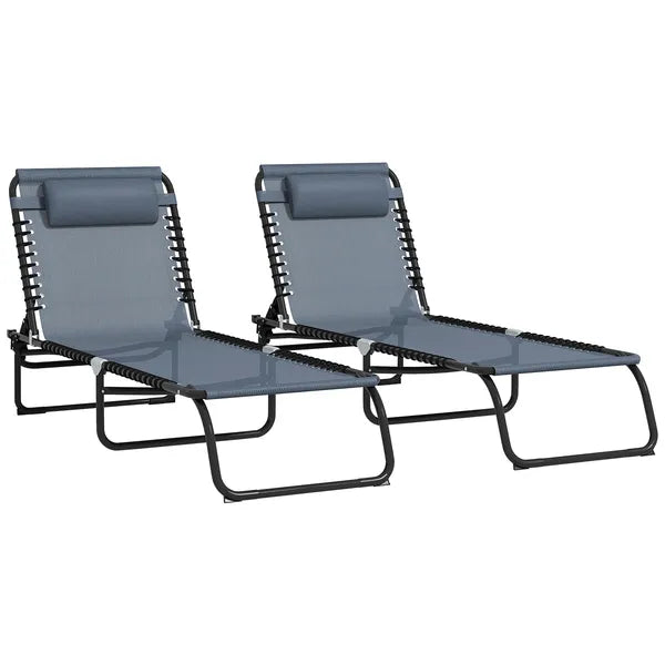 Folding Chaise Lounge Pool Chair, 4-Position Reclining Back, Mesh Seat, Patio Sun Tanning Chair for Beach, Yard, Patio, Gray - product image 11