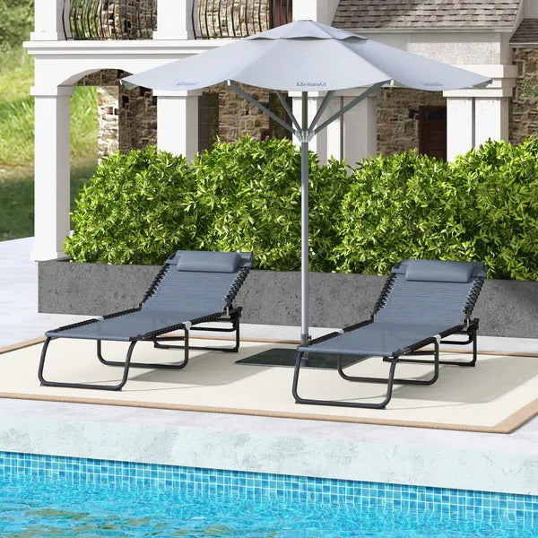 Folding Chaise Lounge Pool Chair, 4-Position Reclining Back, Mesh Seat, Patio Sun Tanning Chair for Beach, Yard, Patio, Gray - product image 10