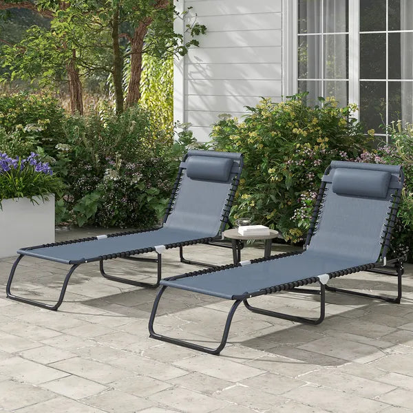 Folding Chaise Lounge Pool Chair, 4-Position Reclining Back, Mesh Seat, Patio Sun Tanning Chair for Beach, Yard, Patio, Gray - product image 2