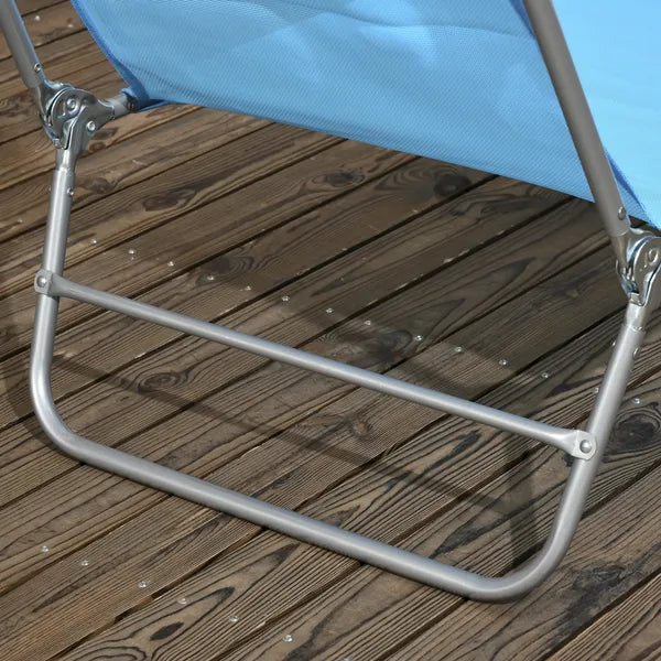 Outsunny Folding Chaise Lounge Pool Chairs, Set of 2 Outdoor Sun Tanning Chairs with Pillow, Reclining Back and Breathable Mesh for Beach, Patio, Blue - product image 7