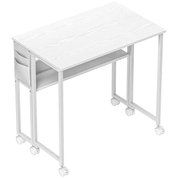 HOMCOM Folding Computer Desk, Foldable Desk with Storage Bag, Shelf and Wheels for Small Spaces, Home Office, White - product image 12