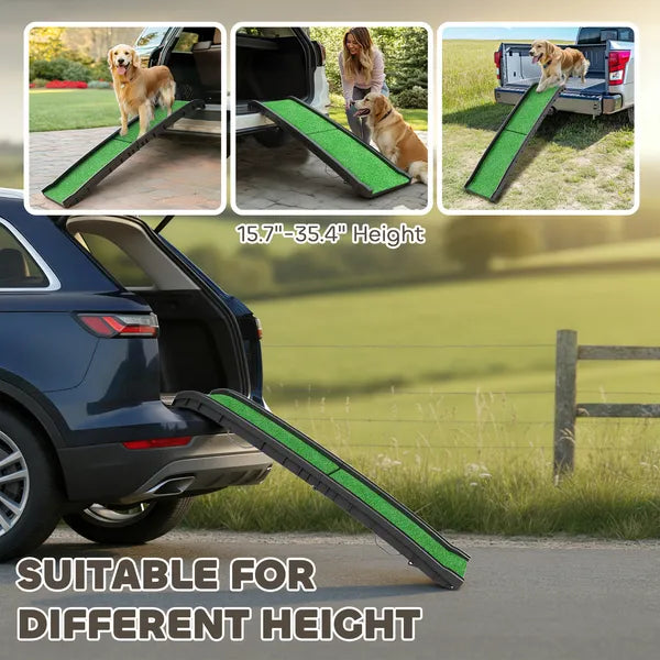 PawHut Folding Dog Ramp for Car, 61 Inches Portable Pet Ramp with Non Slip Grass Surface, Raised Side Rails - product image 4