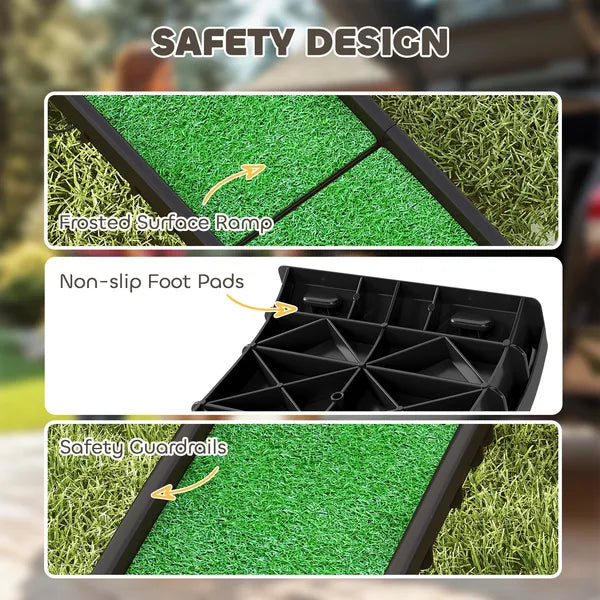 PawHut Folding Dog Ramp for Car, 61 Inches Portable Pet Ramp with Non Slip Grass Surface, Raised Side Rails - product image 5