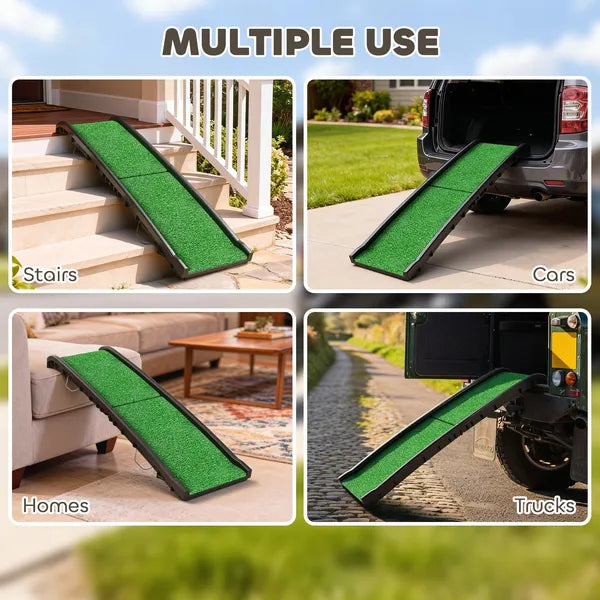 PawHut Folding Dog Ramp for Car, 61 Inches Portable Pet Ramp with Non Slip Grass Surface, Raised Side Rails - product image 6