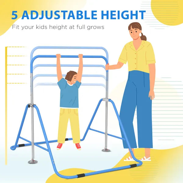 Folding Gymnastics Bar for Kids Ages 3-8, Gymnastics Bars for home, 34.8-50.6" Height, Bubble Gum Blue - product image 4