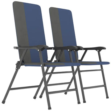 Outsunny Folding Patio Chairs Set of 2, Padded High Back Lawn Camping Chairs with Armrests, 600D Oxford Fabric, Dark Blue - product image 1