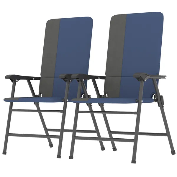 Outsunny Folding Patio Chairs Set of 2, Padded High Back Lawn Camping Chairs with Armrests, 600D Oxford Fabric, Dark Blue - product image 11
