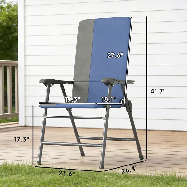 Outsunny Folding Patio Chairs Set of 2, Padded High Back Lawn Camping Chairs with Armrests, 600D Oxford Fabric, Dark Blue - product image 3