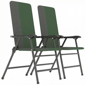 Folding Patio Chairs Set of 2, Padded High Back Lawn Camping Chairs with Armrests, 600D Oxford Fabric, Dark Green - product image 1