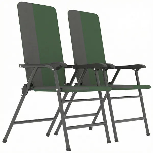 Folding Patio Chairs Set of 2, Padded High Back Lawn Camping Chairs with Armrests, 600D Oxford Fabric, Dark Green - product image 1