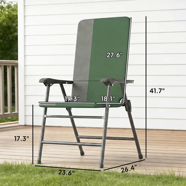 Folding Patio Chairs Set of 2, Padded High Back Lawn Camping Chairs with Armrests, 600D Oxford Fabric, Dark Green - product image 3