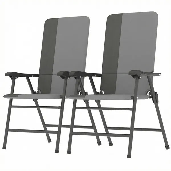 Outsunny Folding Patio Chairs Set of 2, Padded High Back Lawn Camping Chairs with Armrests, 600D Oxford Fabric, Light Gray - product image 11
