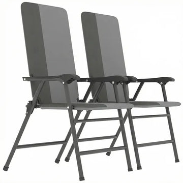 Outsunny Folding Patio Chairs Set of 2, Padded High Back Lawn Camping Chairs with Armrests, 600D Oxford Fabric, Light Gray - product image 1
