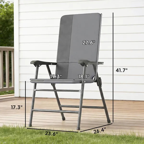 Outsunny Folding Patio Chairs Set of 2, Padded High Back Lawn Camping Chairs with Armrests, 600D Oxford Fabric, Light Gray - product image 3