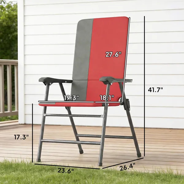 Folding Patio Chairs Set of 2, Padded High Back Lawn Camping Chairs with Armrests, 600D Oxford Fabric, Red - product image 3