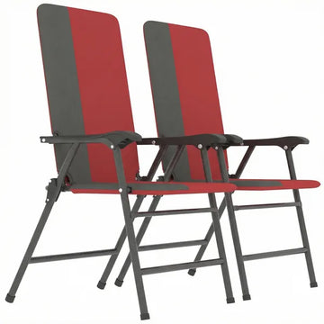 Folding Patio Chairs Set of 2, Padded High Back Lawn Camping Chairs with Armrests, 600D Oxford Fabric, Red - product image 1